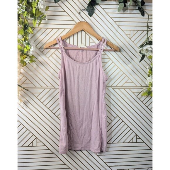 ATHLETA Women's Pink Ribbed Tank Top Sleeveless Cotton Size Medium - Picture 1 of 7
